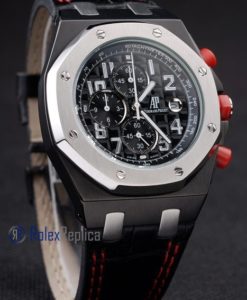 Alternative view of audemars piguet replica chrono offshore singapore GP2008 black strip leather imitazione copia