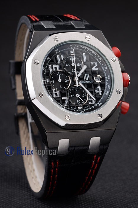 audemars piguet replica chrono offshore singapore GP2008 black strip leather imitazione copia - immagine 2