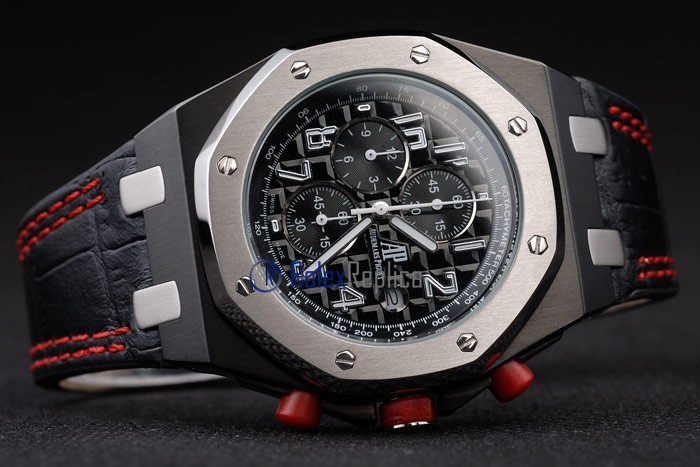 audemars piguet replica chrono offshore singapore GP2008 black strip leather imitazione copia - immagine 4