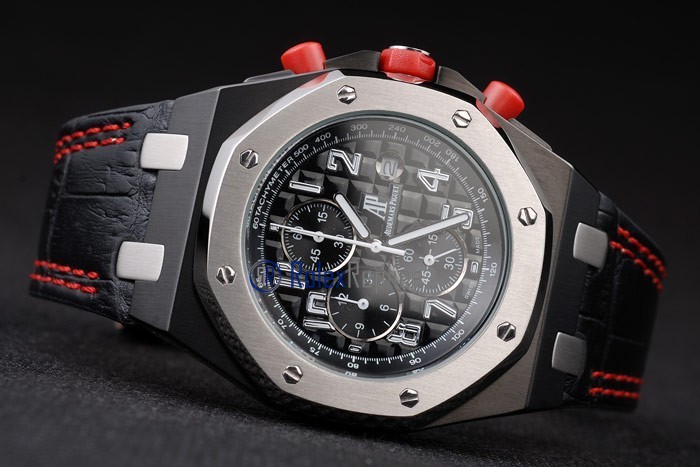 audemars piguet replica chrono offshore singapore GP2008 black strip leather imitazione copia - immagine 5