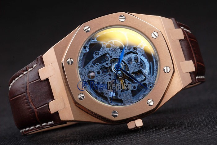 audemars piguet replica chrono offshore skeletron rose gold strip leather imitazione copia - immagine 2