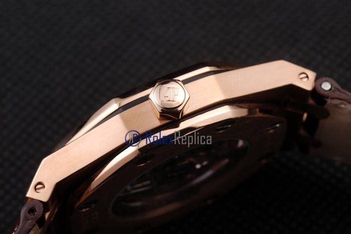 audemars piguet replica chrono offshore skeletron rose gold strip leather imitazione copia - immagine 7