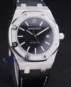 audemars piguet replica royal oak jumb black dial strip leather imitazione copia