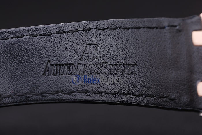 audemars piguet replica royal oak jumb rose gold black dial strip leather imitazione copia - immagine 8