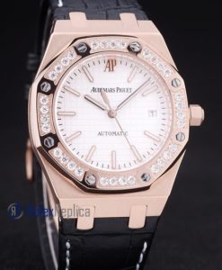 audemars piguet replica royal oak jumb rose gold white dial strip leather imitazione copia