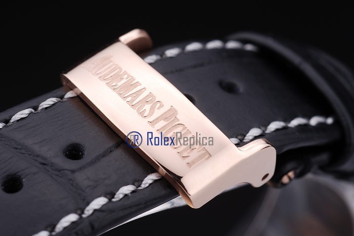 audemars piguet replica royal oak jumb rose gold white dial strip leather imitazione copia - immagine 6