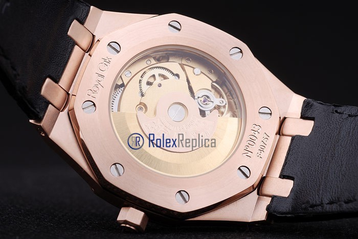 audemars piguet replica royal oak jumb rose gold white dial strip leather imitazione copia - immagine 9