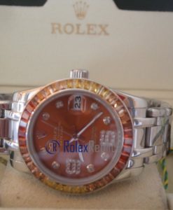 rolex replica pearlmaster acciaio yellow orange orologio imitazione