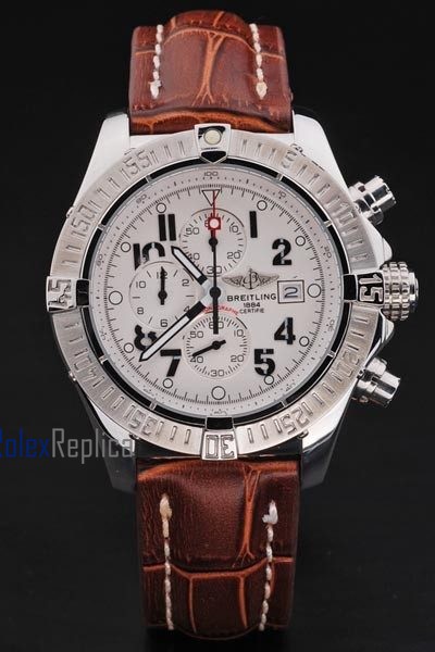 Breitling replica chrono acciaio white dial strip leather imitazione copia