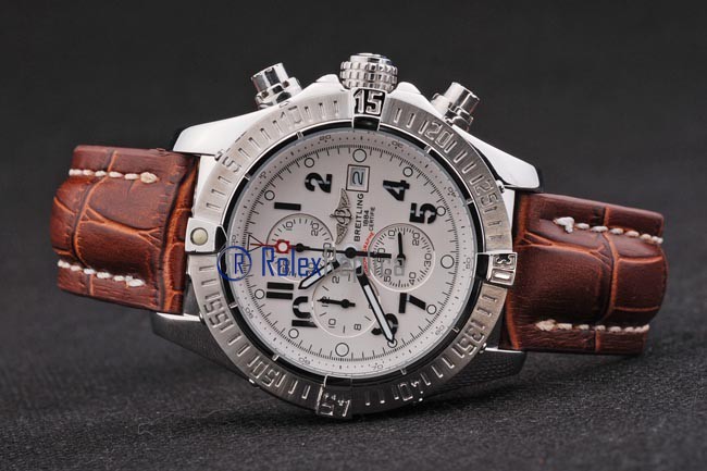Breitling replica chrono acciaio white dial strip leather imitazione copia - immagine 7