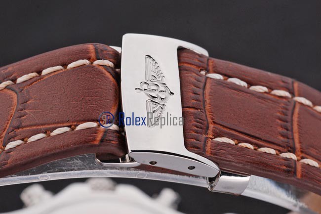 Breitling replica chrono acciaio white dial strip leather imitazione copia - immagine 8