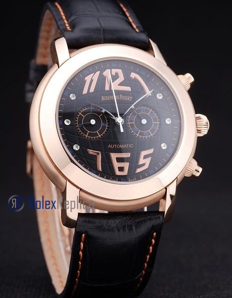 audemars piguet replica chrono tourbillon rose gold black strip leather imitazione copia