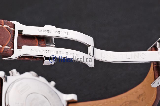 Breitling replica chrono acciaio white dial strip leather imitazione copia - immagine 9