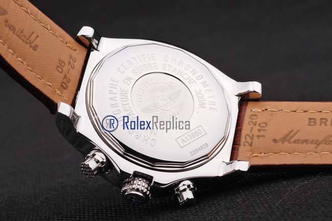 Breitling replica chrono acciaio white dial strip leather imitazione copia - immagine 12