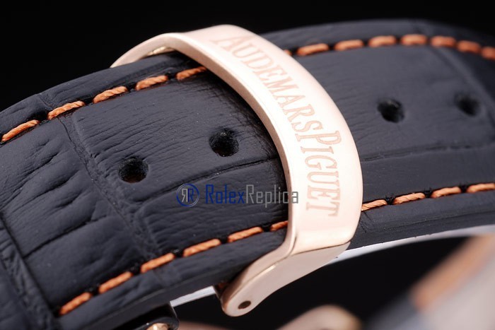 audemars piguet replica chrono tourbillon rose gold black strip leather imitazione copia - immagine 7