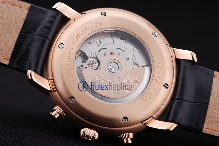 audemars piguet replica chrono tourbillon rose gold black strip leather imitazione copia - immagine 10