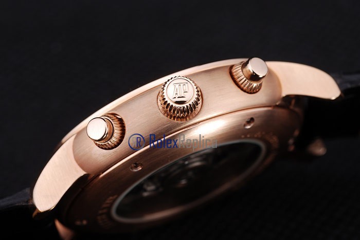 audemars piguet replica chrono tourbillon rose gold black strip leather imitazione copia - immagine 2