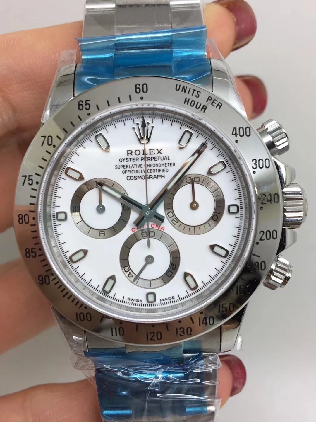 rolex replica daytona crono classic white dial orologio replica copia imitazione - immagine 3