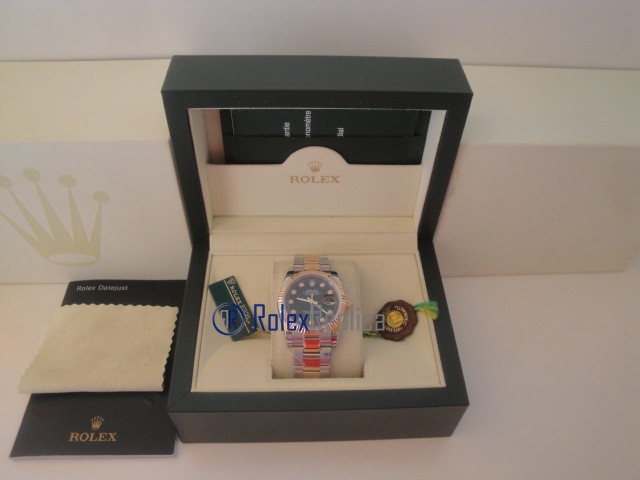 rolex replica datejust acciaio oro black brillantini oyster orologio imitazione - immagine 2