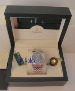 Alternative view of rolex replica datejust acciaio oro blu brillantini orologio imitazione