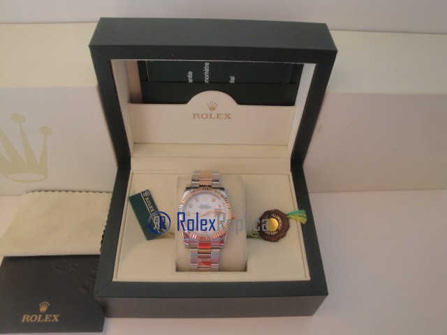 rolex replica datejust acciaio oro madreperla brillantini orologio imitazione - immagine 2