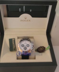 Alternative view of rolex replica daytona vip pelle acciaio white dial orologio replica copia imitazione