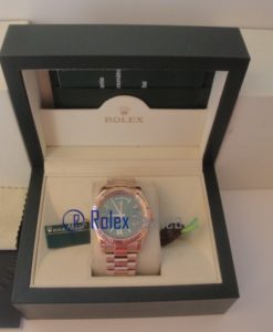 Alternative view of rolex replica daydate rose gold green dial orologio replica copia imitazione
