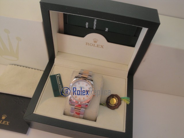 rolex replica datejust acciaio oro madreperla brillantini orologio imitazione - immagine 3