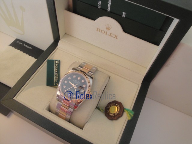 rolex replica datejust acciaio oro black brillantini oyster orologio imitazione - immagine 4