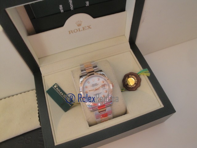 rolex replica datejust acciaio oro madreperla brillantini orologio imitazione - immagine 4