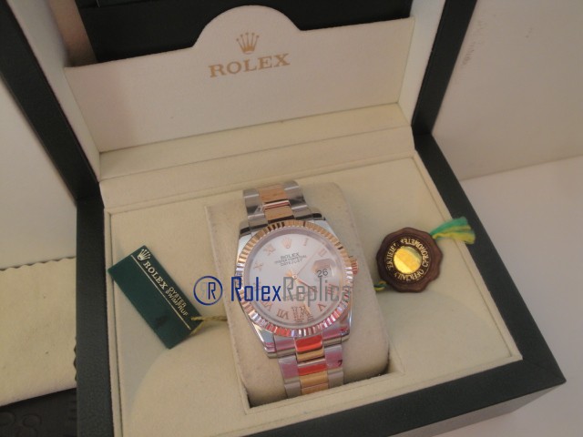 rolex replica datejust acciaio oro argento roman oyster orologio imitazione - immagine 4