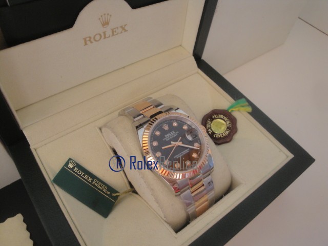 rolex replica datejust acciaio oro black brillantini oyster orologio imitazione - immagine 5