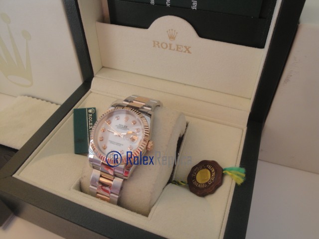 rolex replica datejust acciaio oro madreperla brillantini orologio imitazione - immagine 5