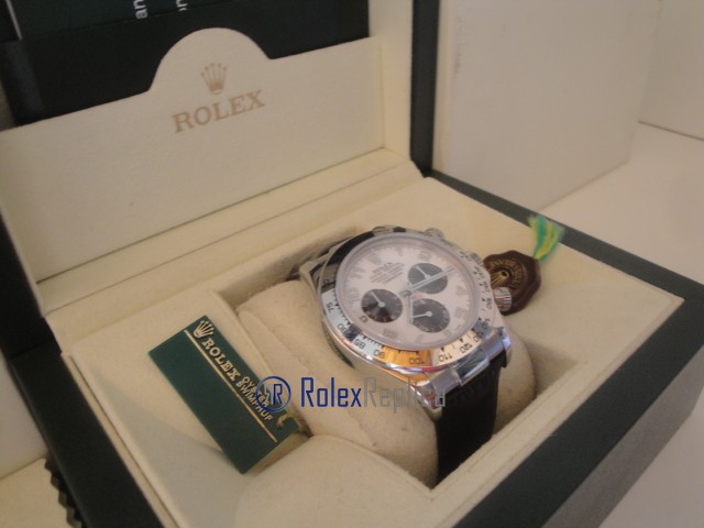 rolex replica daytona vip pelle acciaio white dial orologio replica copia imitazione - immagine 5