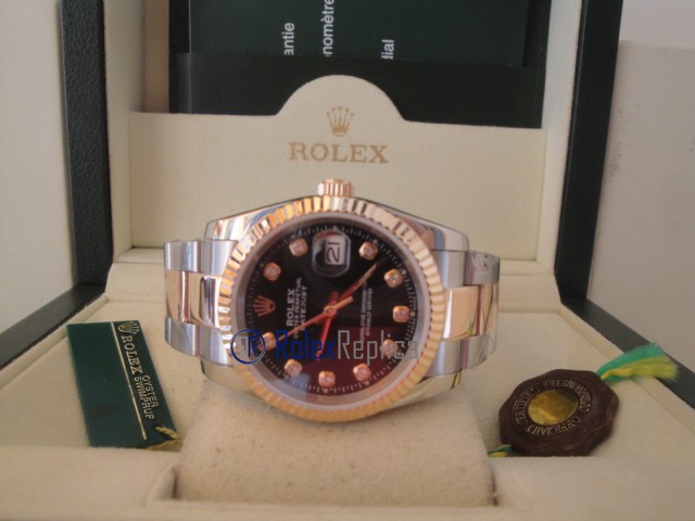 rolex replica datejust acciaio oro black brillantini oyster orologio imitazione - immagine 6
