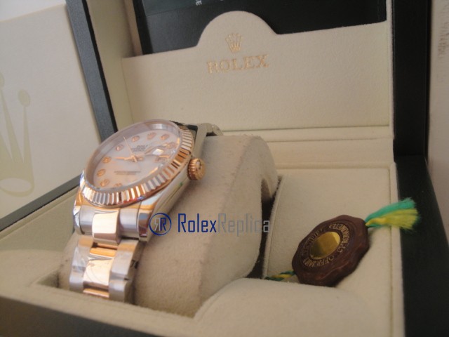 rolex replica datejust acciaio oro madreperla brillantini orologio imitazione - immagine 6