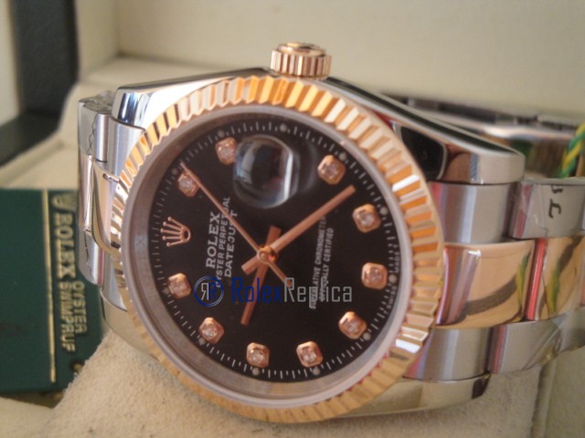 rolex replica datejust acciaio oro black brillantini oyster orologio imitazione - immagine 8