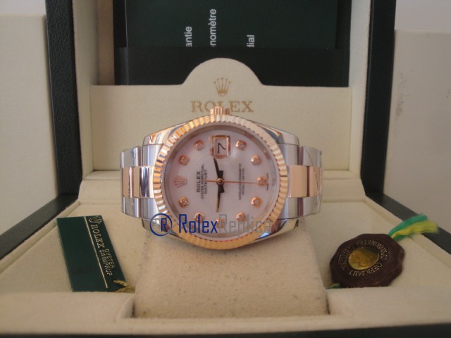 rolex replica datejust acciaio oro madreperla brillantini orologio imitazione - immagine 9