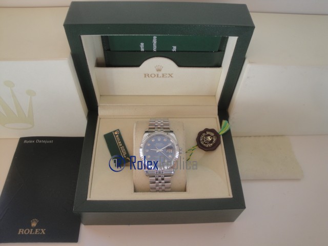 rolex replica datejust blu brillantini orologio imitazione - immagine 2