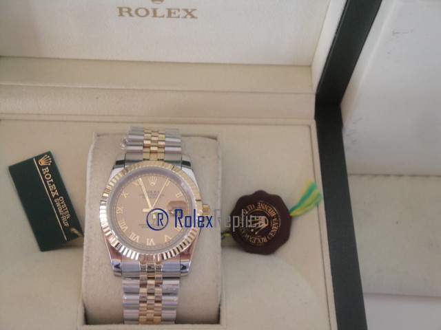 rolex replica datejust acciaio oro gold roman orologio imitazione - immagine 11