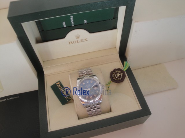 rolex replica datejust blu brillantini orologio imitazione - immagine 3