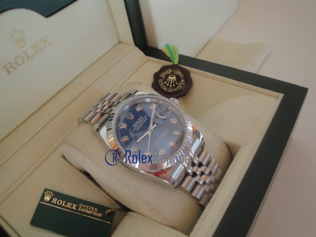 rolex replica datejust blu brillantini orologio imitazione - immagine 5