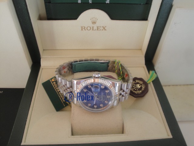 rolex replica datejust blu brillantini orologio imitazione - immagine 7