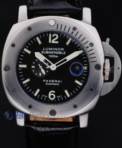 Alternative view of Panerai replica luminor marina submersible acciaio black dial imitazione copia