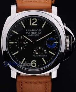 Panerai replica luminor marina power reserve cuoio acciaio black dial imitazione copia