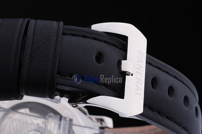 Panerai replica luminor marina power reserve strip leather acciaio black dial imitazione copia - immagine 7