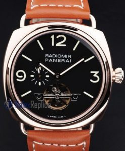 Panerai replica radiomir tourbillon acciaio cuoio black dial imitazione copia