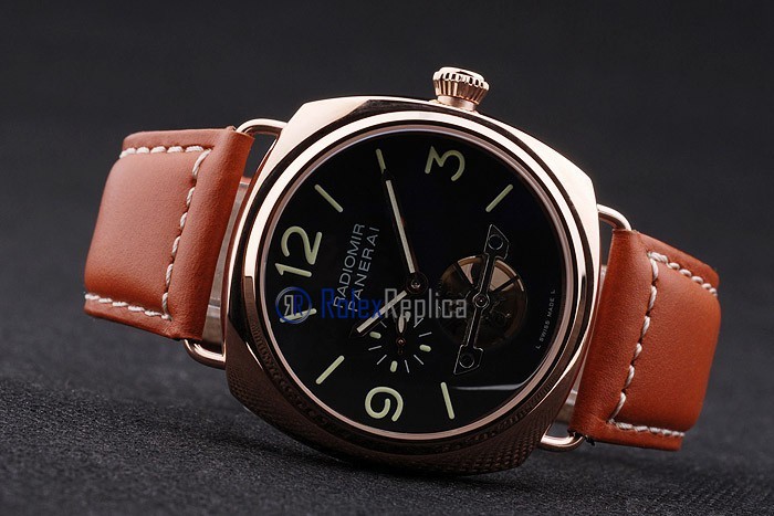 Panerai replica radiomir tourbillon acciaio cuoio black dial imitazione copia - immagine 6