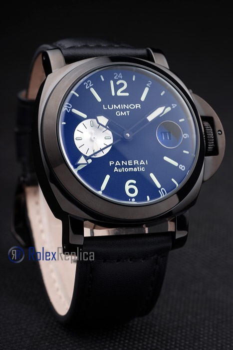 Panerai replica luminor GMT pro-hunter pvd strip leather imitazione copia - immagine 2
