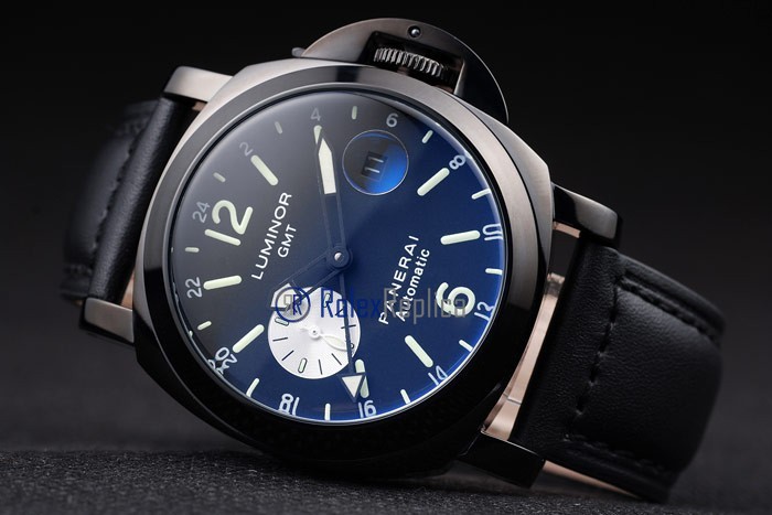 Panerai replica luminor GMT pro-hunter pvd strip leather imitazione copia - immagine 5